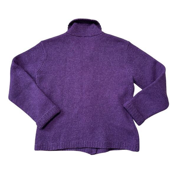 TALBOTS Women's Cardigan Sweater, Size Medium, 100% Wool;  Plum/Purple - Picture 2 of 9